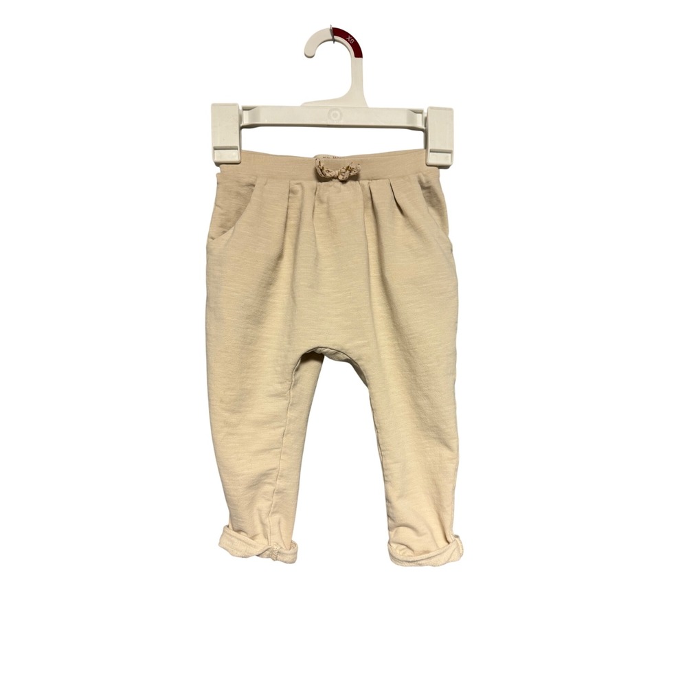 Zara Baby Girl‎ Tan Harem Pants Cuffed Bow Detail Cotton Size 12-18 Months
